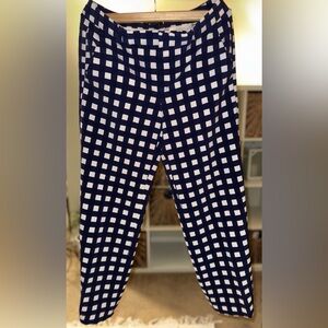 Banana Republic Banana Republic Women's Mid Rise Navy Blue White Checkered Pants